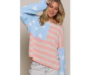 American Flag Sweater Blue/cream 