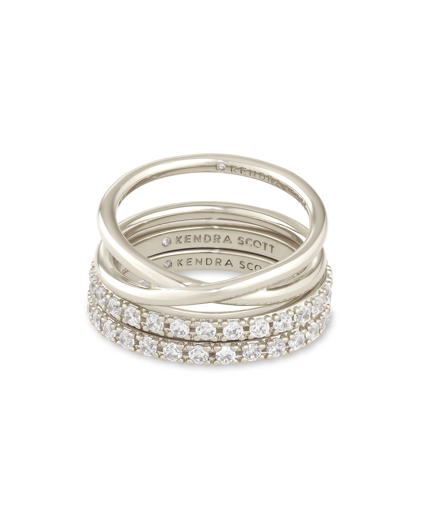 Juliette Silver Band Ring in White Crystal