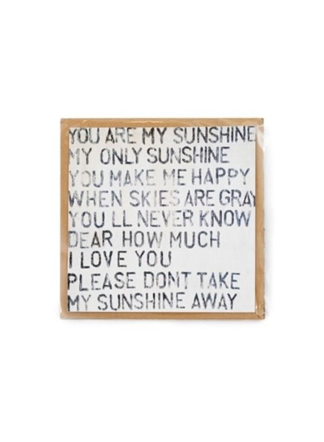  You are My Sunshine My Only Sunshine Lyrics Framed