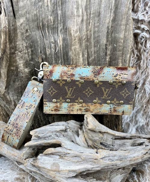Fiesta Fallon Upcycled LV Wallet-Turquoise Floral - Eclections Boutique