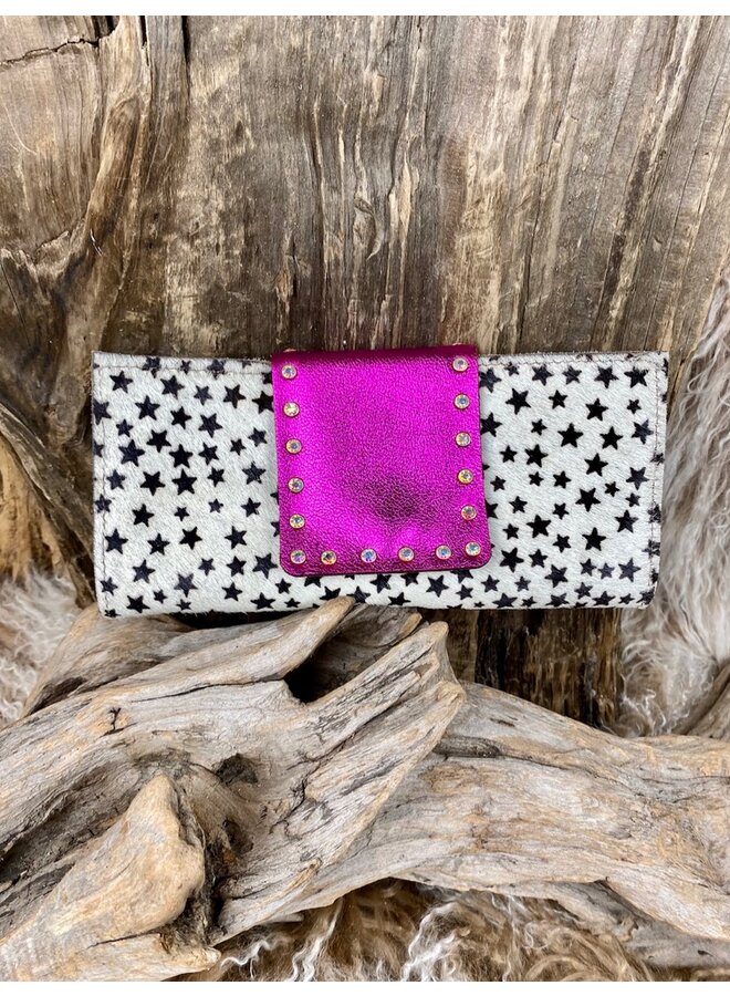 Keep It Gypsy Hot Pink Acid Hair on Hide Upcycled Card Holder