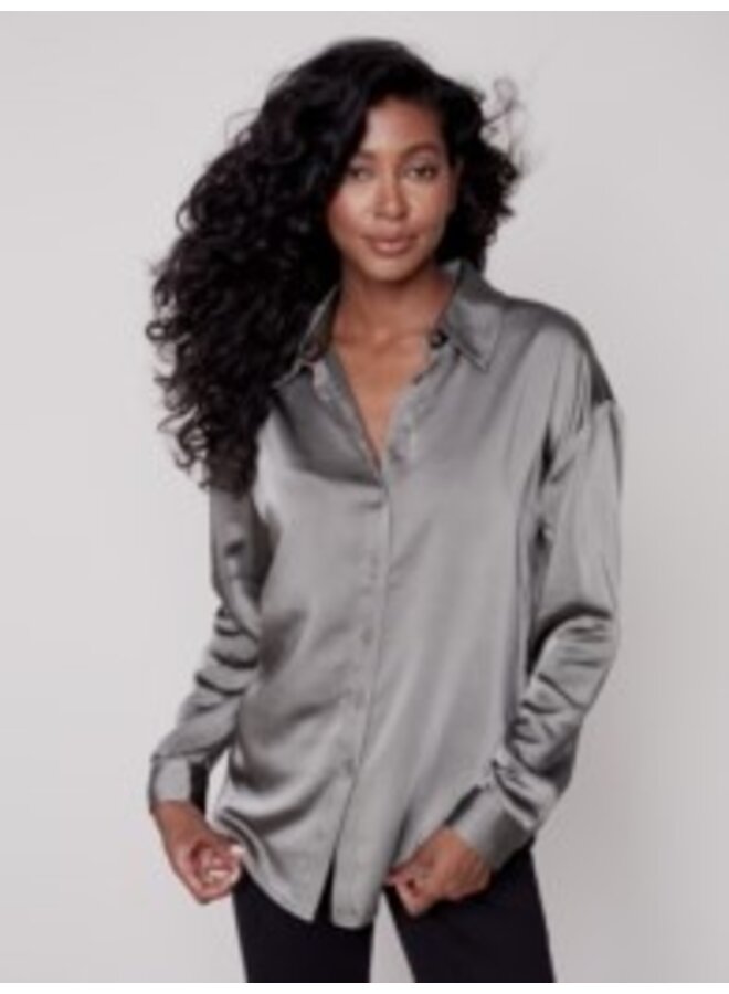 Charlie B Satin Front Top with Jersey Back - Eclections Boutique