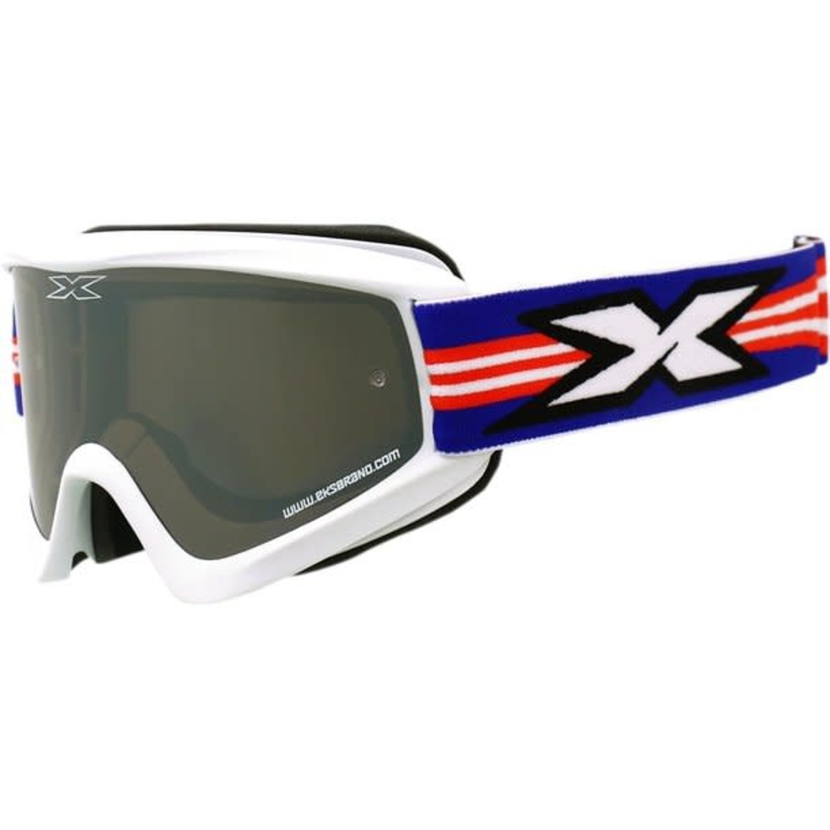 EKS BRAND FLAT OUT MIRROR GOGGLE WHITE/RED/BLUE W/SILVER MIRROR