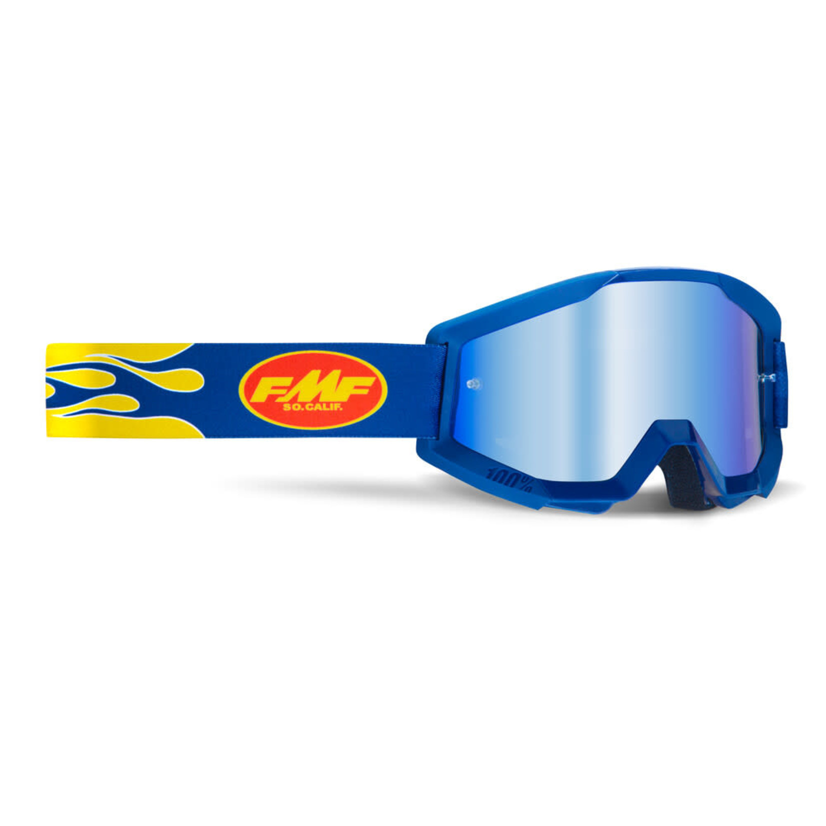 FMF VISION POWERCORE GOGGLE FLAME NAVY MIRROR BLUE LENS