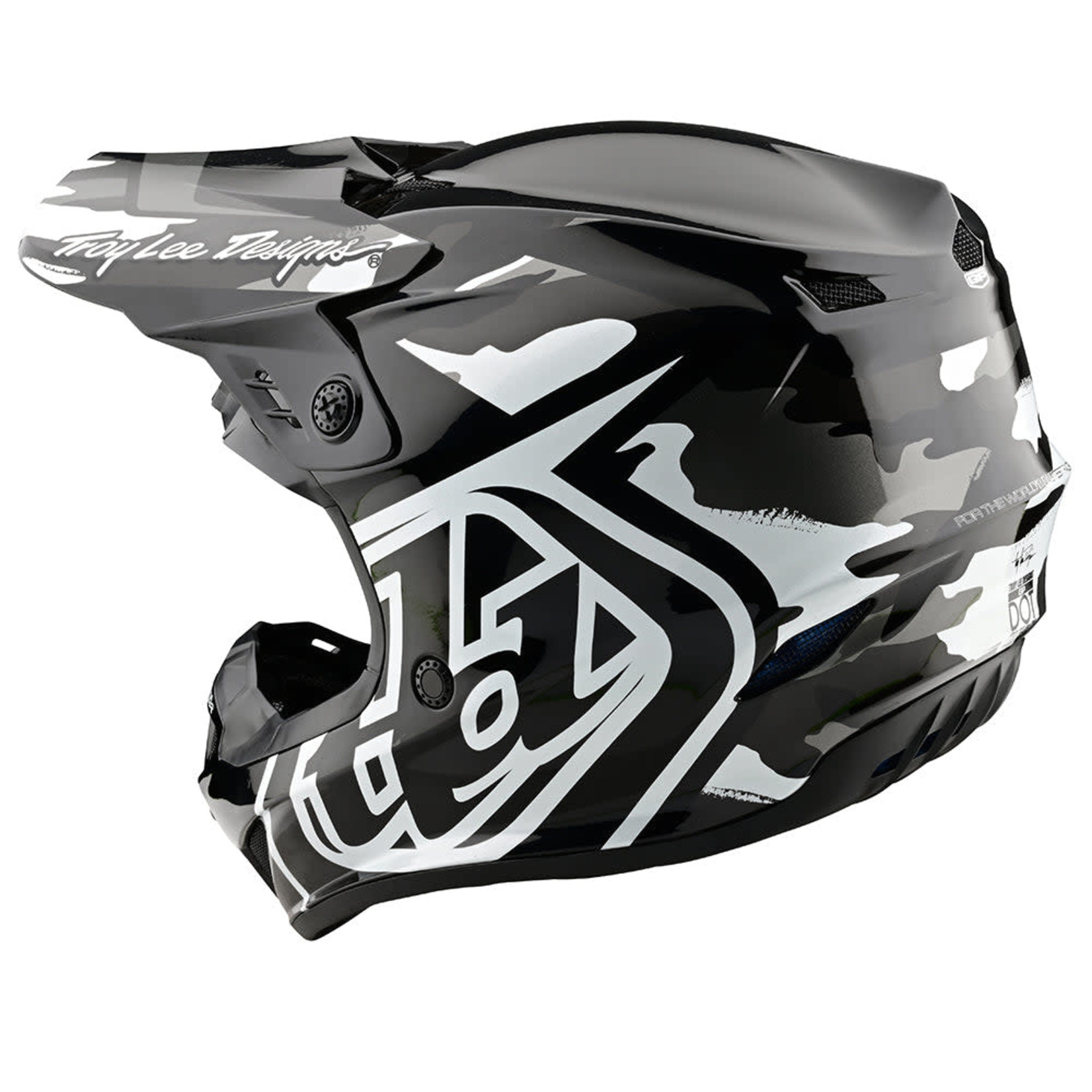 TROY LEE DESIGNS GP HELMET; OVERLOAD CAMO BLACK / GRAY