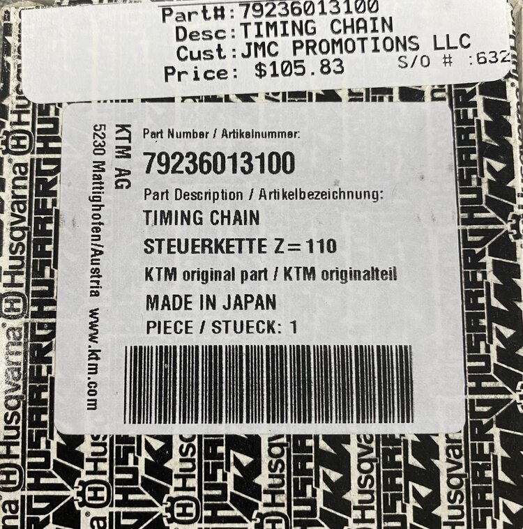 KTM / GASGAS / HUSQVARNA 79236013100 TIMING CHAIN KTM 250SXF, TC250F, MC250F