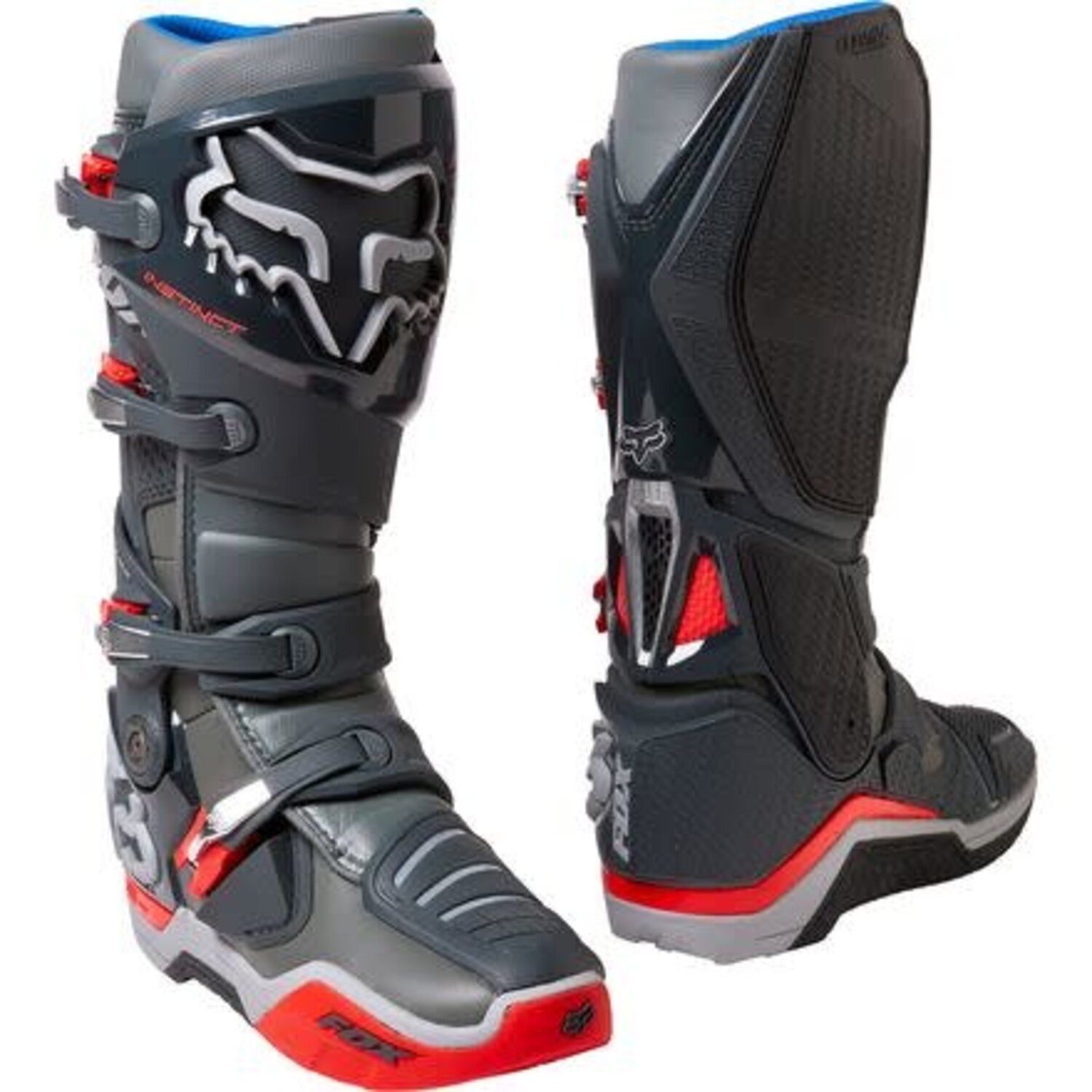 FOX RACING FOX INSTINCT BOOTS GREY/RED - MXTIRE