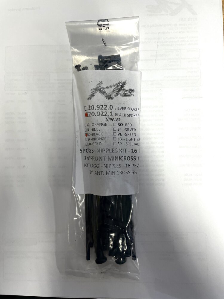 KITE Front Spokes/Nipples Kit (16pcs) Black/Black 65 14"