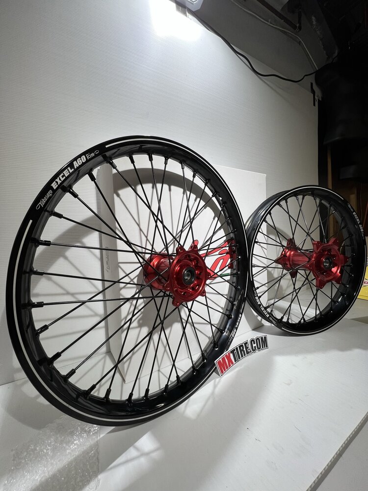 KITE KITE A60 WHEEL SET 19/21 - HONDA BIG BIKE  BLACK/RED/BLACK