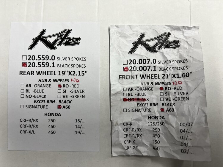 KITE A60 WHEEL SET 19/21 - HONDA BIG BIKE  BLACK/RED/BLACK