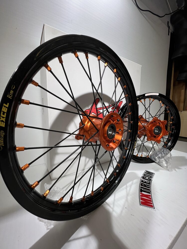 KITE Kite Racing - Complete Wheelset 14" Rear/17" Front - KTM/HUSQ/GAS 85cc - Orange/Black