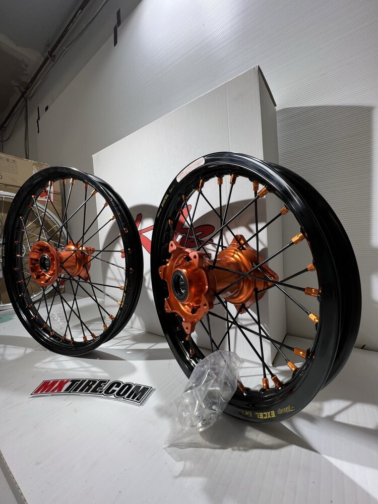 KITE Kite Racing - Complete Wheelset 14" Rear/17" Front - KTM/HUSQ/GAS 85cc - Orange/Black