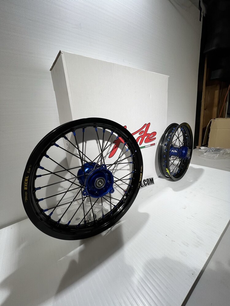KITE Kite Racing - Complete Wheelset 12" Rear/14" Front - KTM/HUSQ/GAS 65cc - Blue/Black