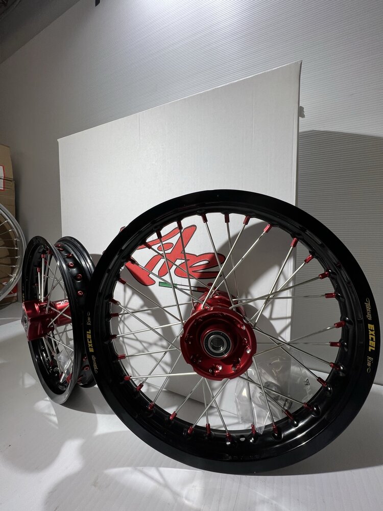 KITE Kite/Excel Complete Wheel Set - 12"Rear/14"Front - KTM/HUSQ/GAS 65cc '02-'24 - Red/Black/Silver