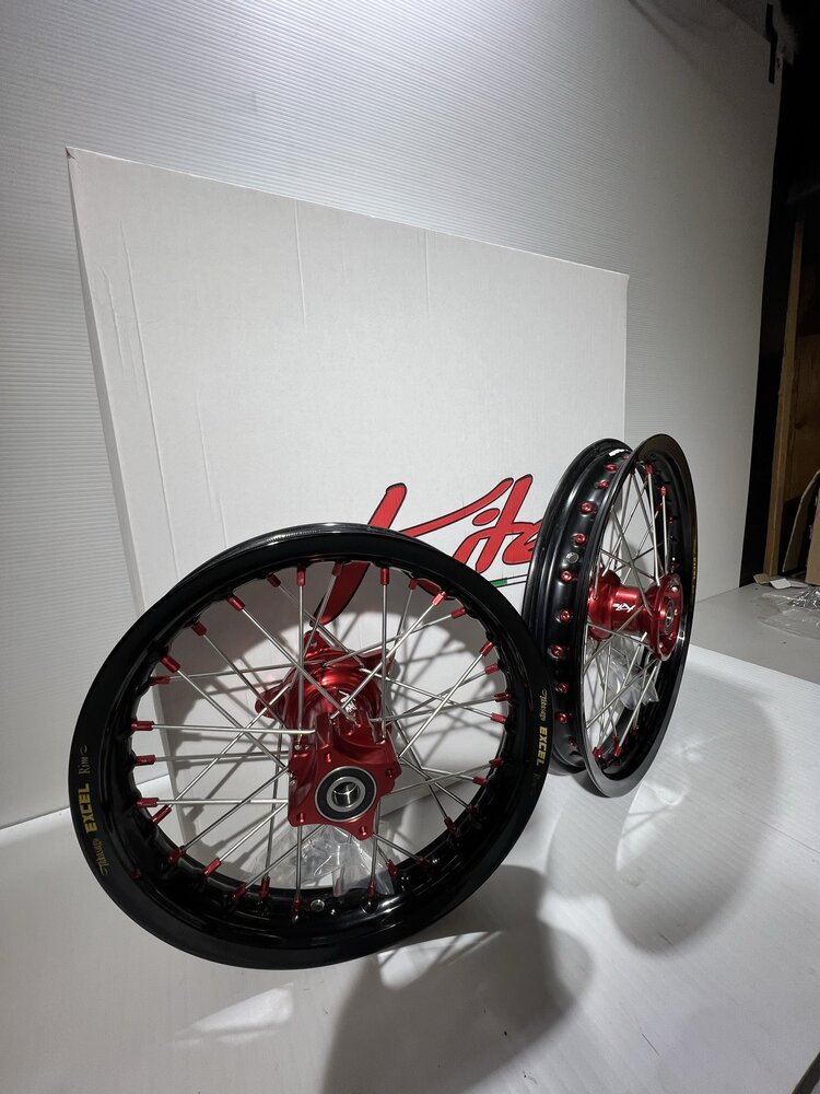 KITE Kite/Excel Complete Wheel Set - 12"Rear/14"Front - KTM/HUSQ/GAS 65cc '02-'24 - Red/Black/Silver