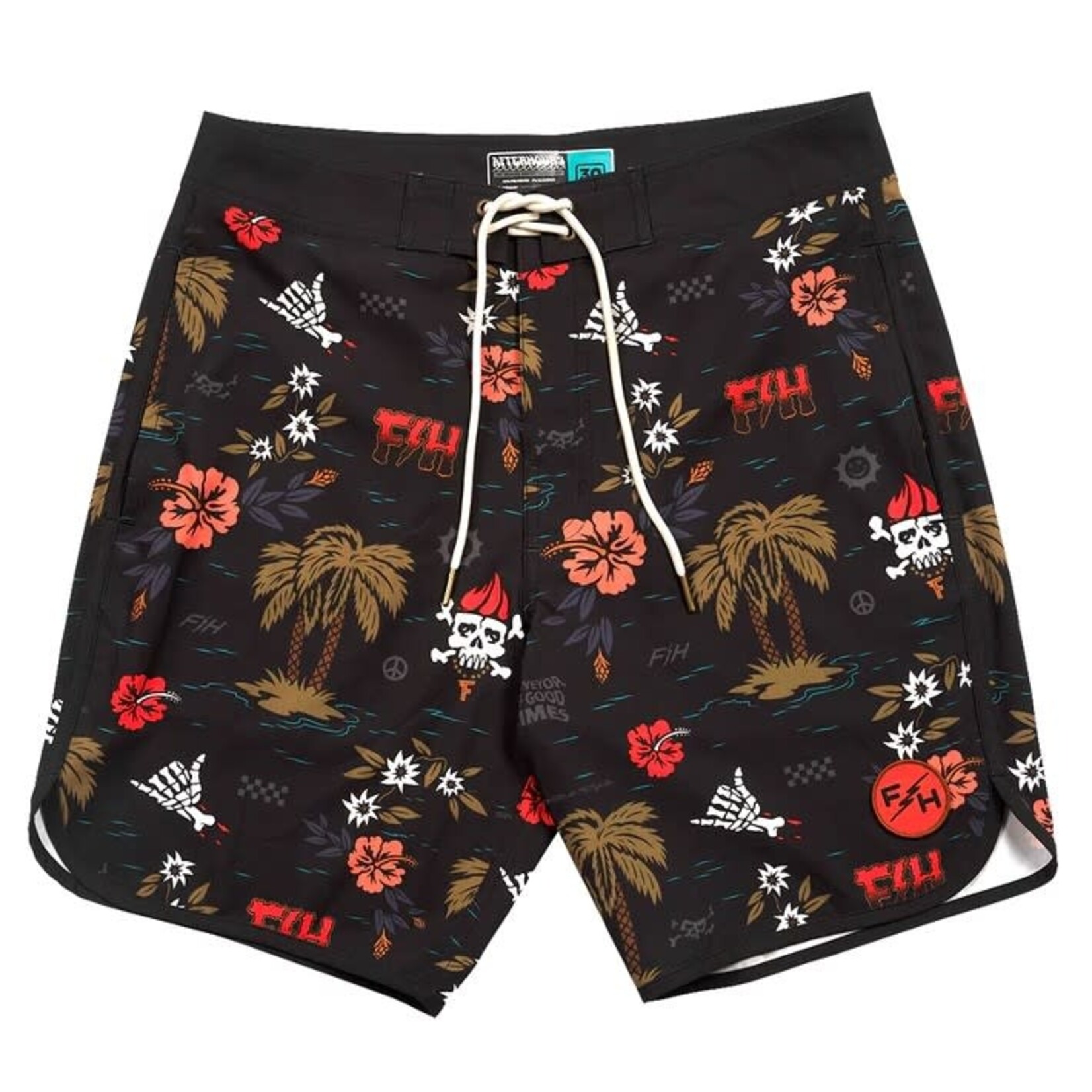 FASTHOUSE AFTER HOURS 18" 3 PKT TRIBE BOARDSHORT, BLACK