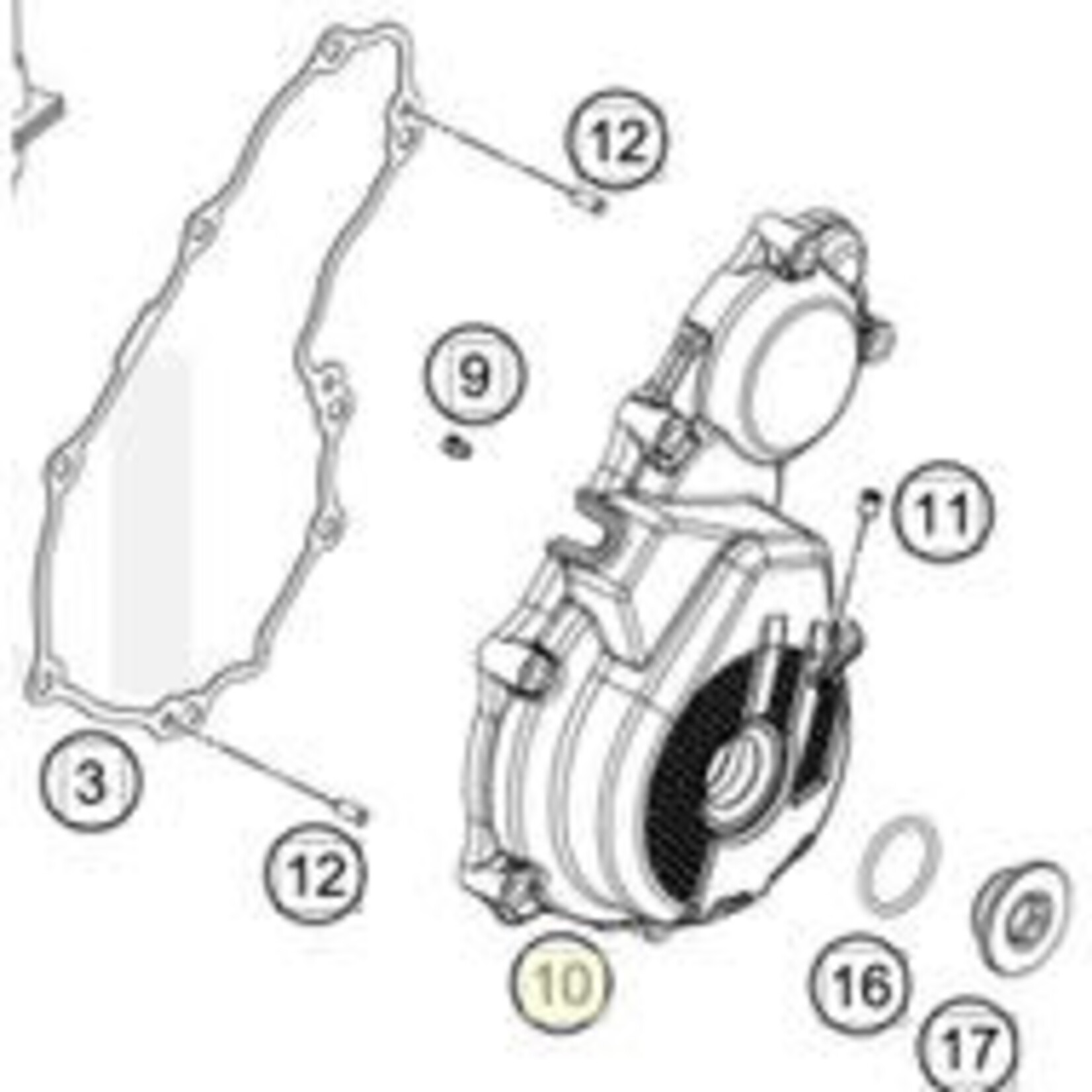 KTM / GASGAS / HUSQVARNA 7923000200015 IGNITION COVER, GREY 250/ 350 SX-F, XC-F '15-'22 #10