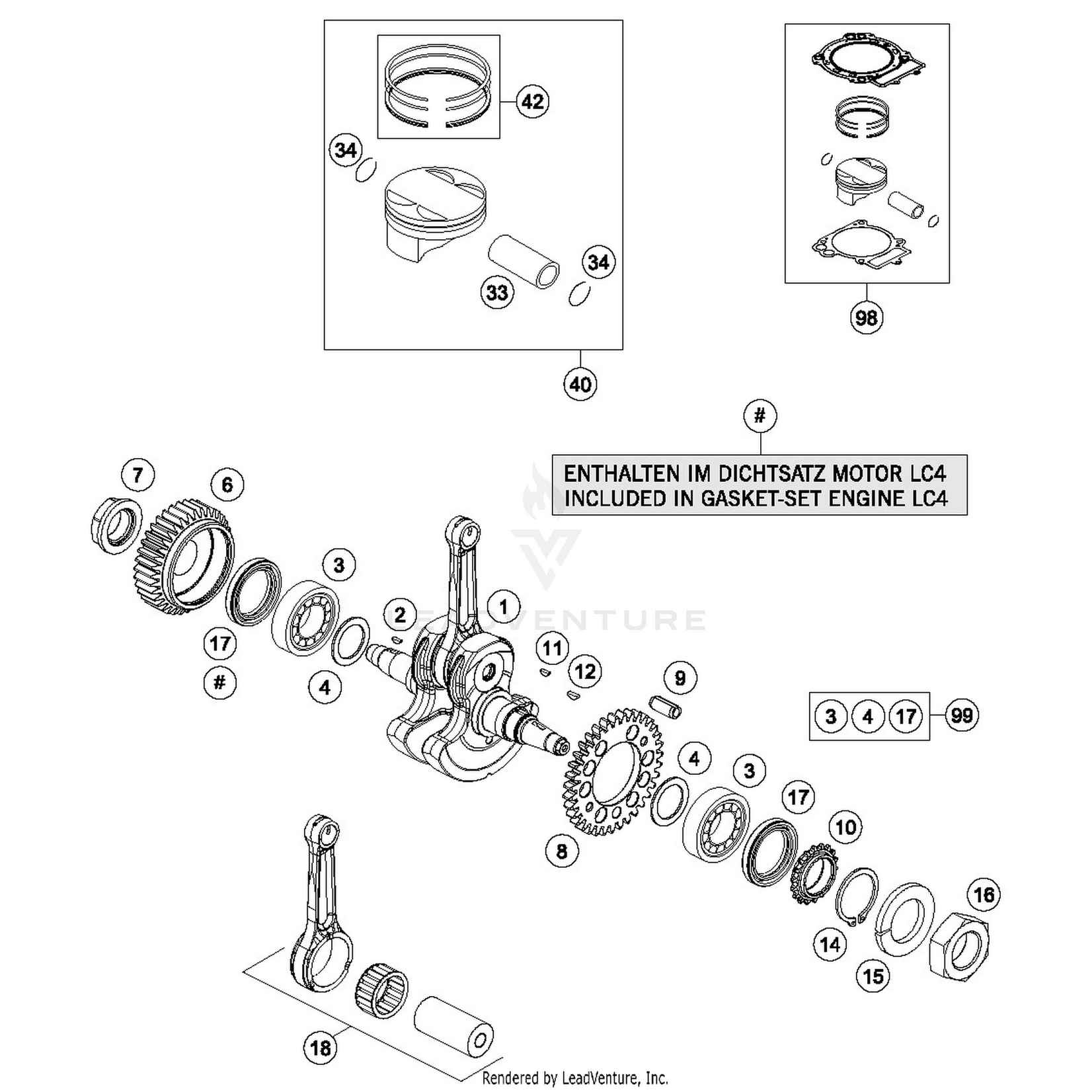 KTM / GASGAS / HUSQVARNA 75330007100 II PISTON KIT 102 KTM 690 DUKE '13-'15, 690 ENDURO '12-'18 #40