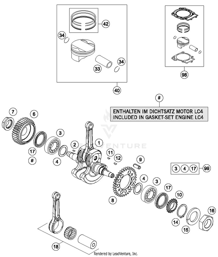 KTM / GASGAS / HUSQVARNA 75330007100 II PISTON KIT 102 KTM 690 DUKE '13-'15, 690 ENDURO '12-'18 #40