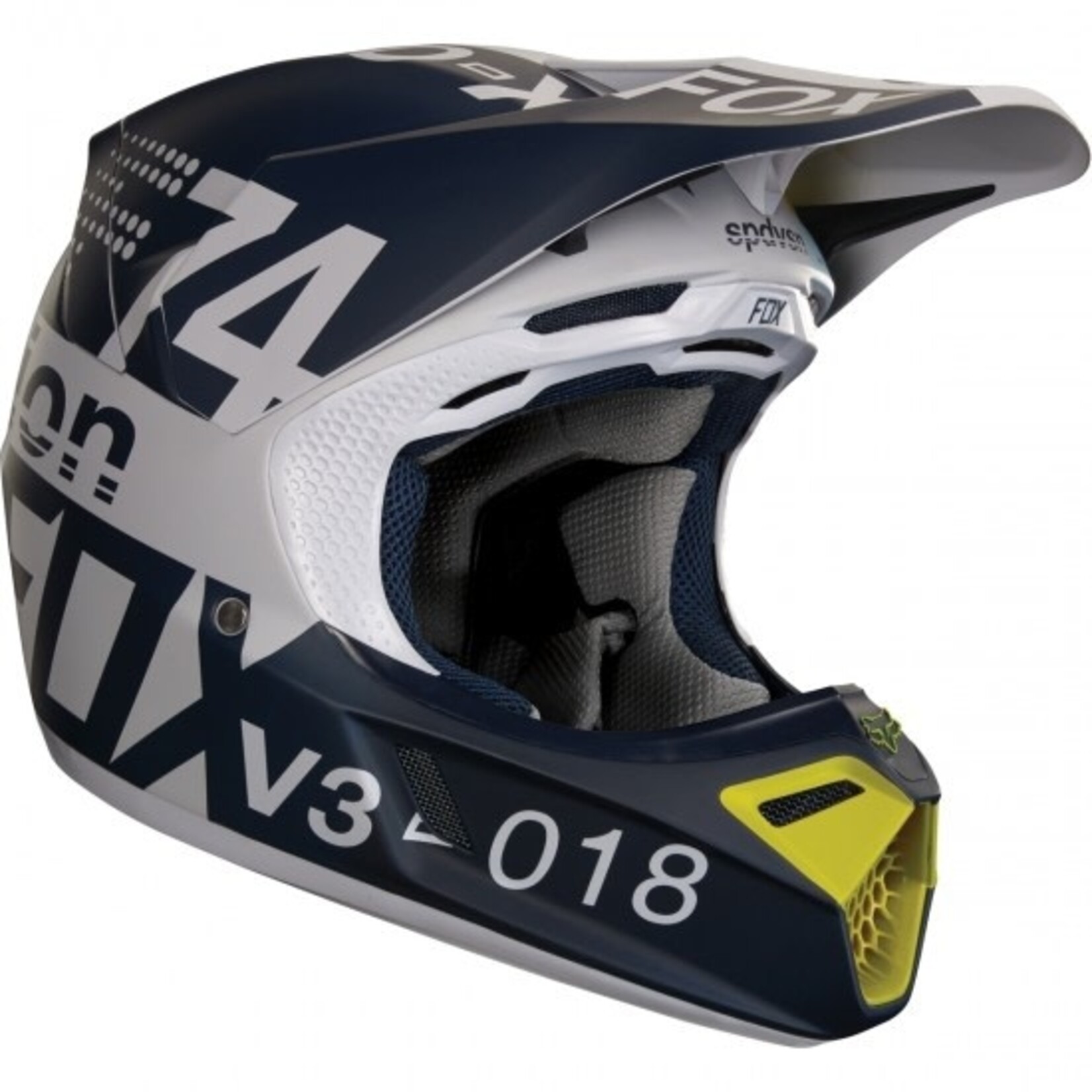 FOX RACING FOX V3 DRAFTR HELMET, LIGHT GREY MEDIUM