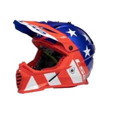 LS2 GATE STRIPES FULL FACE MX HELMET, RED/WHITE/BLUE GLOSS