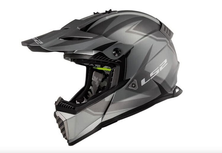 LS2 GATE TWOFACE FULL FACE MX HELMET, MATTE GRAY/BLACK