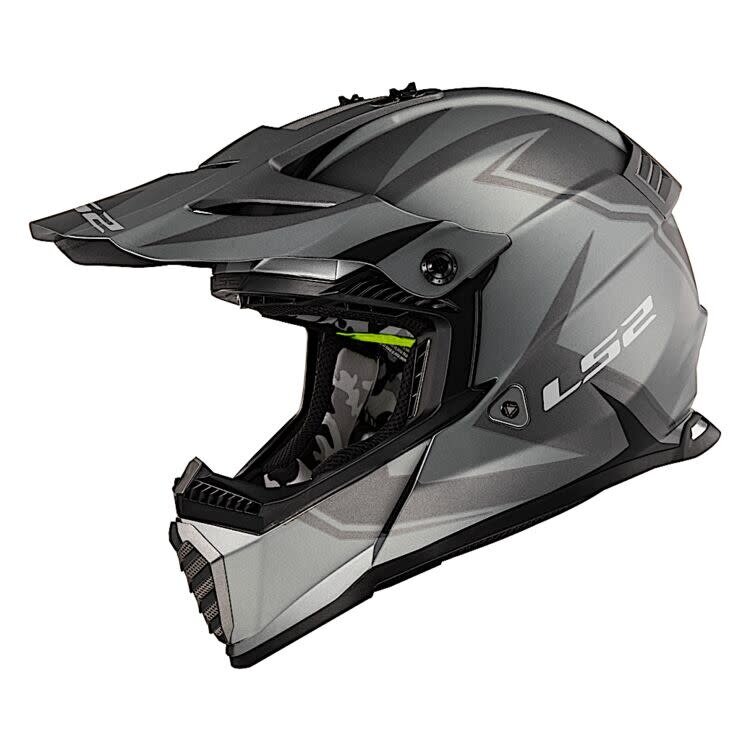 LS2 GATE TWOFACE FULL FACE MX HELMET, MATTE GRAY/BLACK