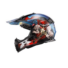 LS2 GATE YOUTH NINJA FULL FACE MX HELMET, GLOSS RED/BLUE