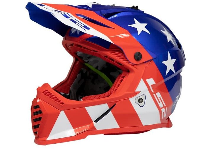 LS2 MX437 GATE YOUTH HELMET STRIPES RED/WHITE/BLUE