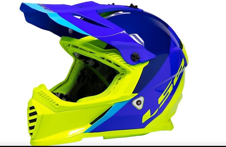 LS2 YOUTH LS2 GATE LAUNCH FULL FACE MX HELMET, BLUE/HIVIZ