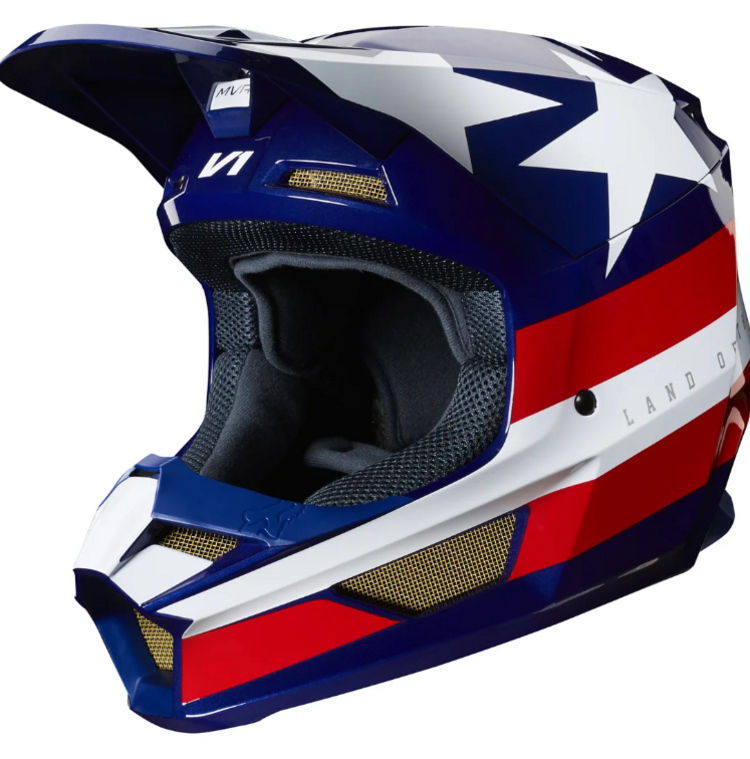 FOX RACING FOX V1 MXON HELMET RED/WHITE/BLUE