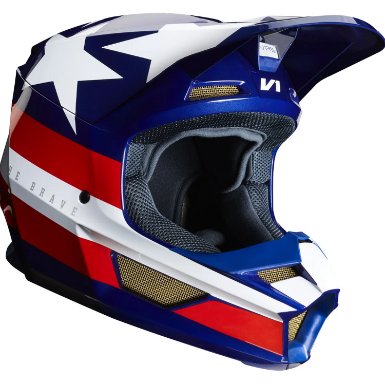 FOX RACING FOX V1 MXON HELMET RED/WHITE/BLUE