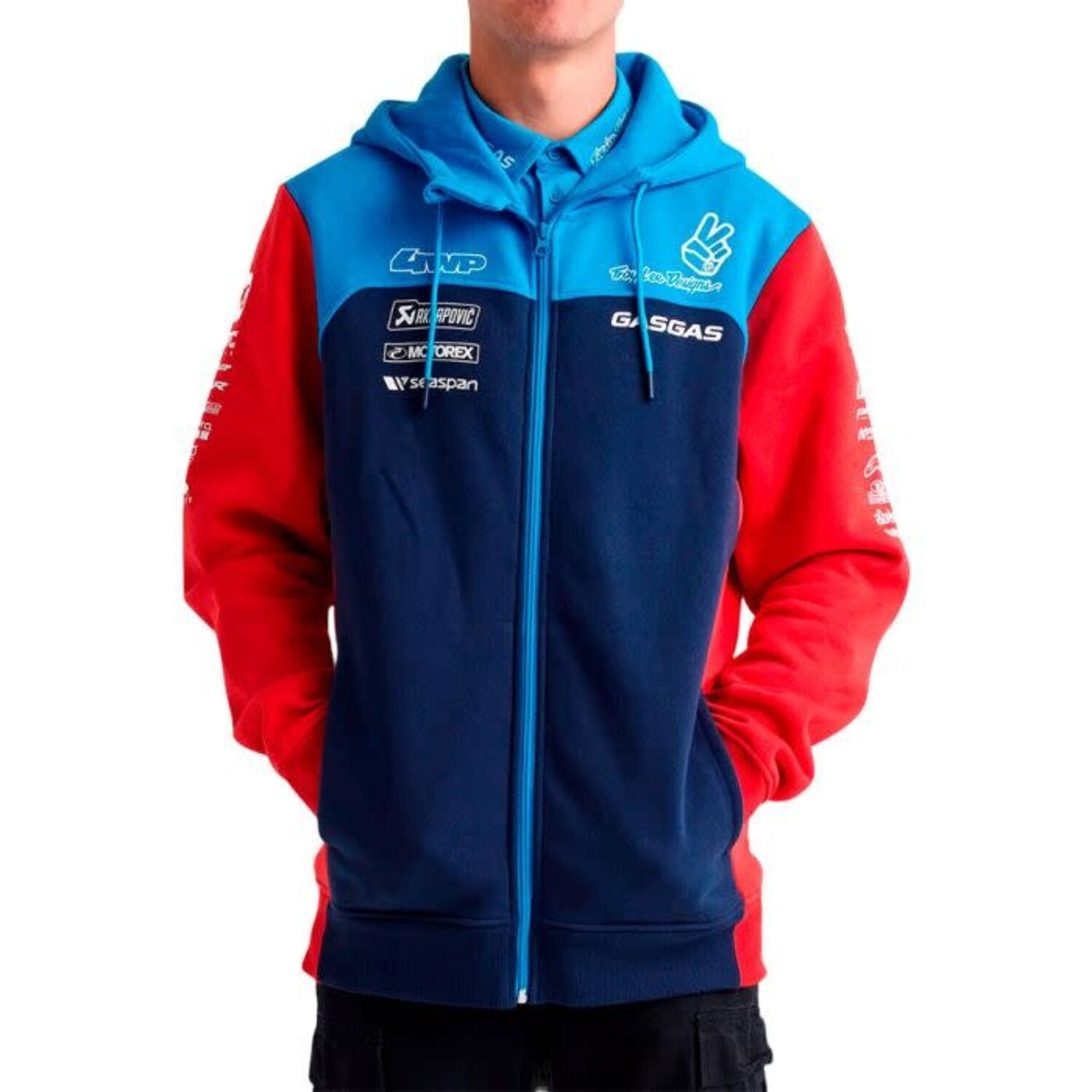 TROY LEE GASGAS TEAM ZIP HOOODIE NAVY/RED - MXTIRE