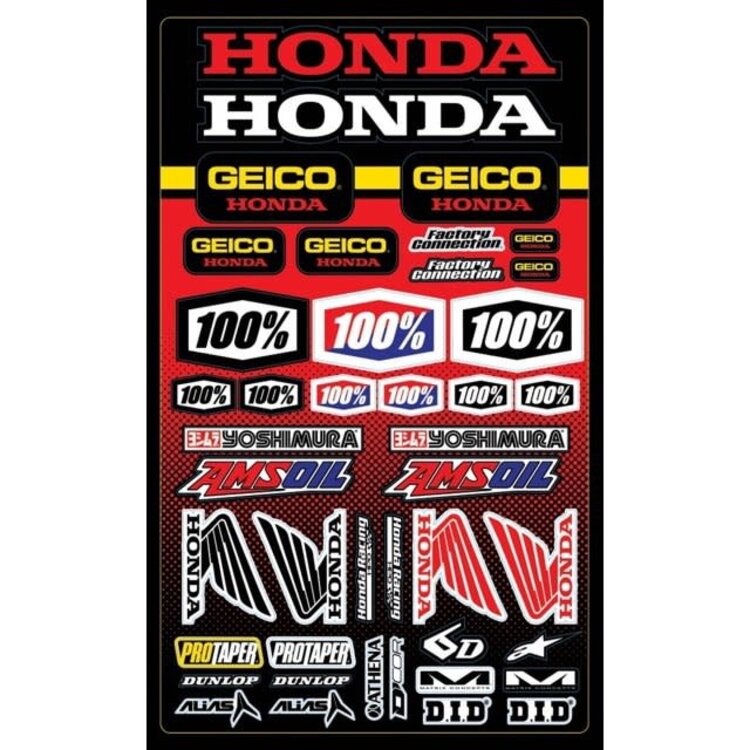 100% 100% GEICO/HONDA DECAL SHEET