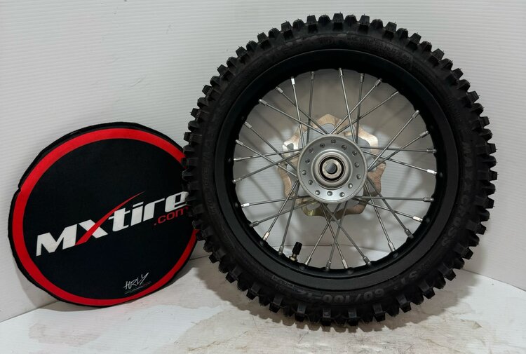 KTM / GASGAS / HUSQVARNA 4520907040033 FRONT WHEEL ASSEMBLY WITH TIRE, TUBE, ROTOR 50SX 2018-2024 12" FRONT