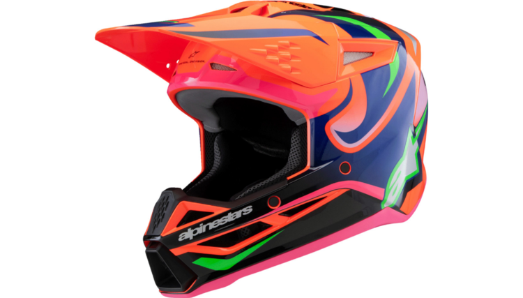 ALPINESTARS ALPINESTARS Youth SM3 Helmet - Deegan - Gloss Orange Fluo/Purple/Pink Fluo - Small
