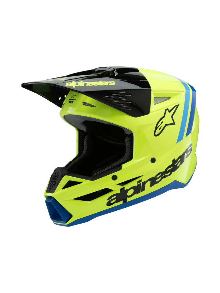 ALPINESTARS ALPINESTARS Youth SM3 Helmet - Radium - Gloss Yellow Fluo/Black/Blue - Small