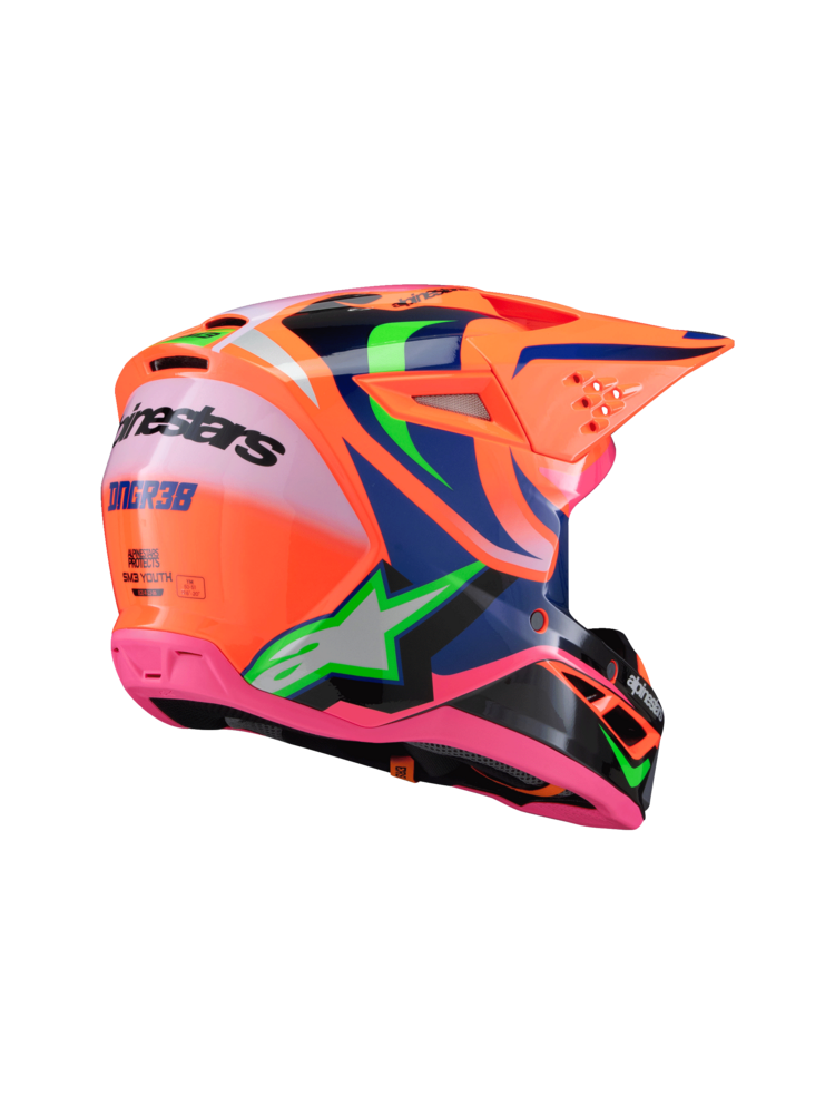 ALPINESTARS ALPINESTARS Youth SM3 Helmet - Deegan - Gloss Orange Fluo/Purple/Pink Fluo - Small