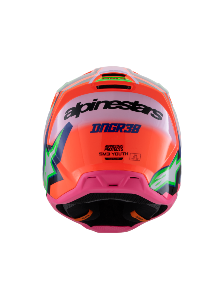 ALPINESTARS ALPINESTARS Youth SM3 Helmet - Deegan - Gloss Orange Fluo/Purple/Pink Fluo - Small