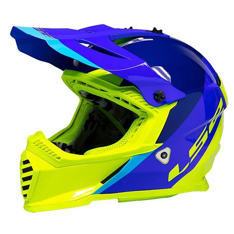 LS2 YOUTH LS2 GATE LAUNCH FULL FACE MX HELMET, BLUE/HIVIZ