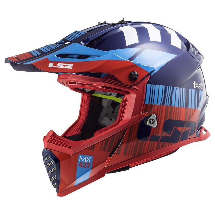 LS2 GATE YOUTH NINJA FULL FACE MX HELMET, GLOSS RED/BLUE
