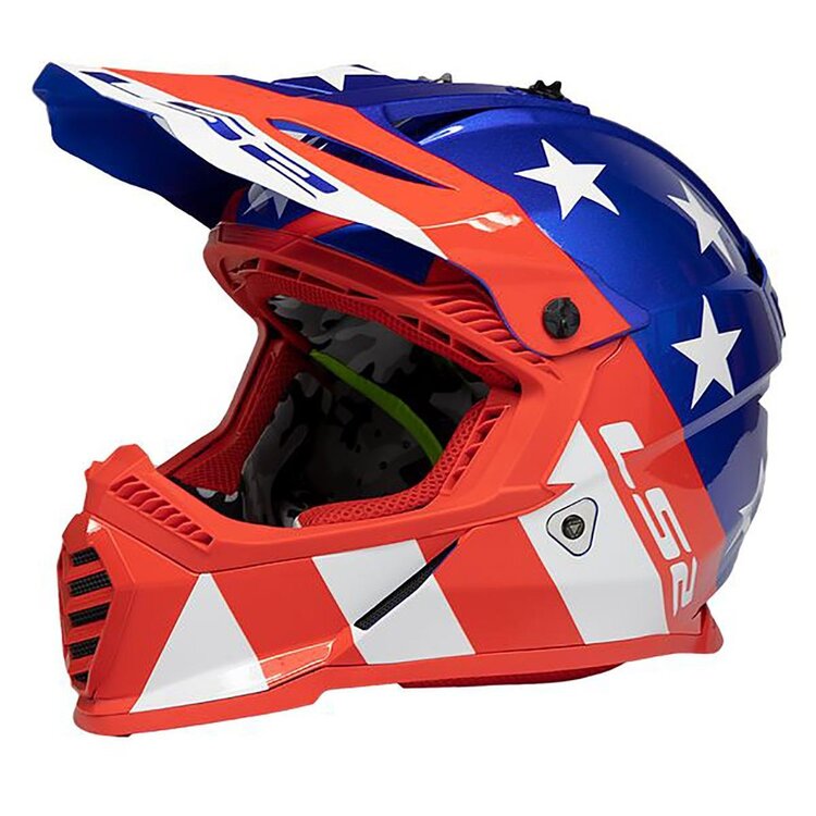 LS2 GATE STRIPES FULL FACE MX HELMET, RED/WHITE/BLUE GLOSS