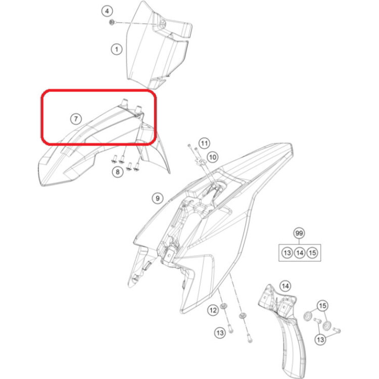 KTM / GASGAS / HUSQVARNA 45308010000EB FRONT FENDER 50 SX ORANGE 2016-2025
