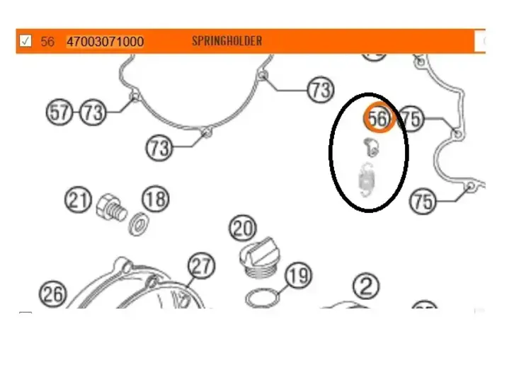 KTM / GASGAS / HUSQVARNA 47003071000  SPRINGHOLDER KTM  85/105 '04-'17