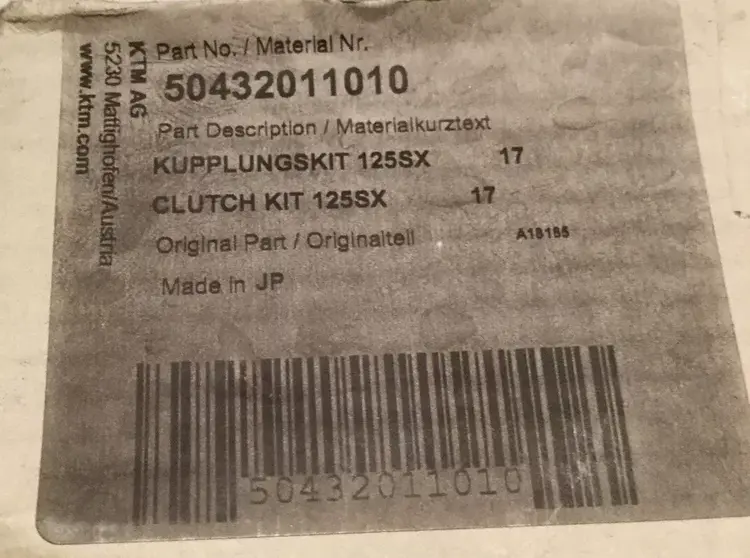 KTM / GASGAS / HUSQVARNA 50432011010 CLUTCH KIT KTM 125/ 150 SX '17-'18