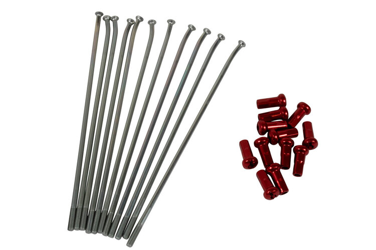 KITE KITE FRONT SPOKE & NIPPLE KIT SILVER/BLACK 21"  12PCS