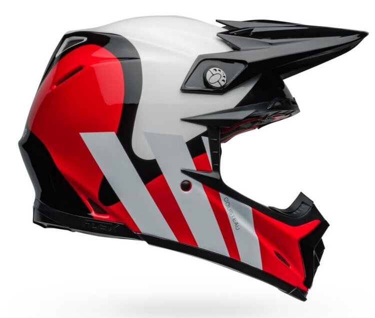 BELL Bell Moto-9S Flex Hello Cousteu Stripes Helmet Medium  White/Red