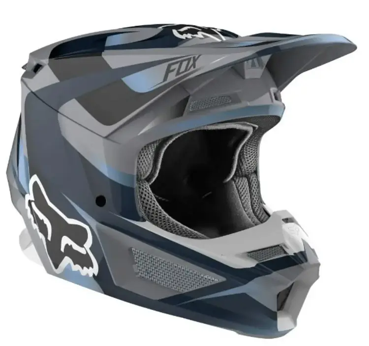 FOX RACING V1 YOUTH HELMET MOTIF BLUE/GREY YS