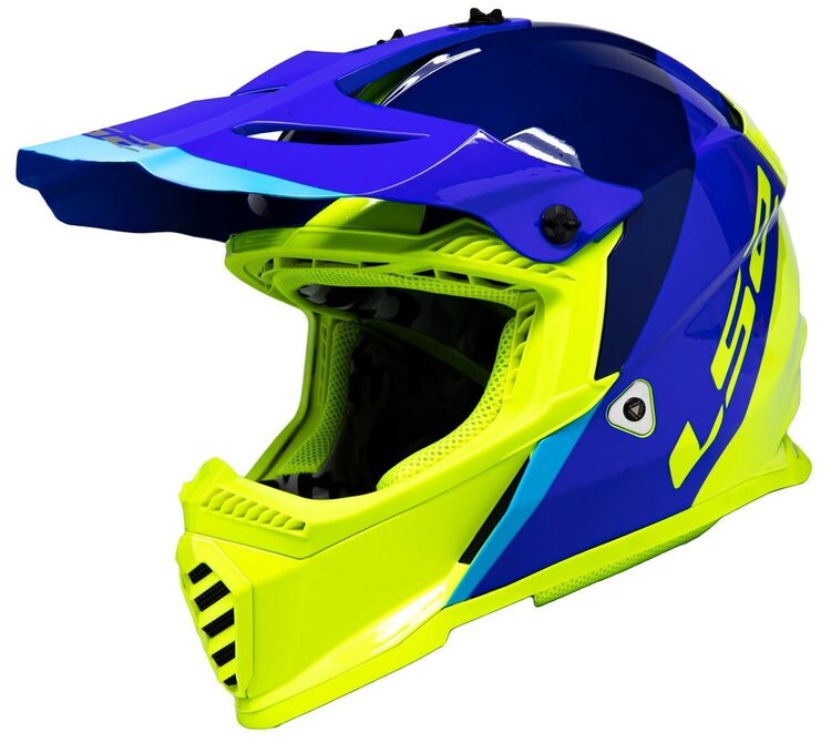LS2 GATE HELMET LAUNCH BLUE/HI VIZ MD