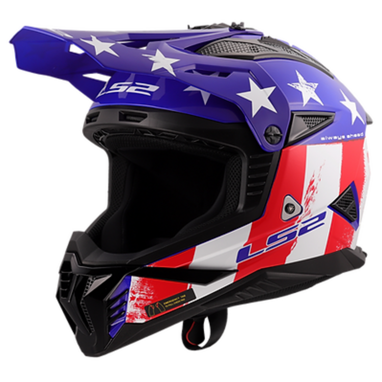 LS2 MX708 GATE II HELMET BATTLE SCAR GLOSS RED/WHITE/BLUE